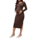 thumbnail image 2 of INSPIRE CHIC Vestido de Maternidad para Mujeres con Abertura de Manga Larga, Cuello Henley, Botones, Cuerpo Ajustado de Punto Acanalado para Sesión de Fotos de Embarazo XL Marrón, 2 of 6