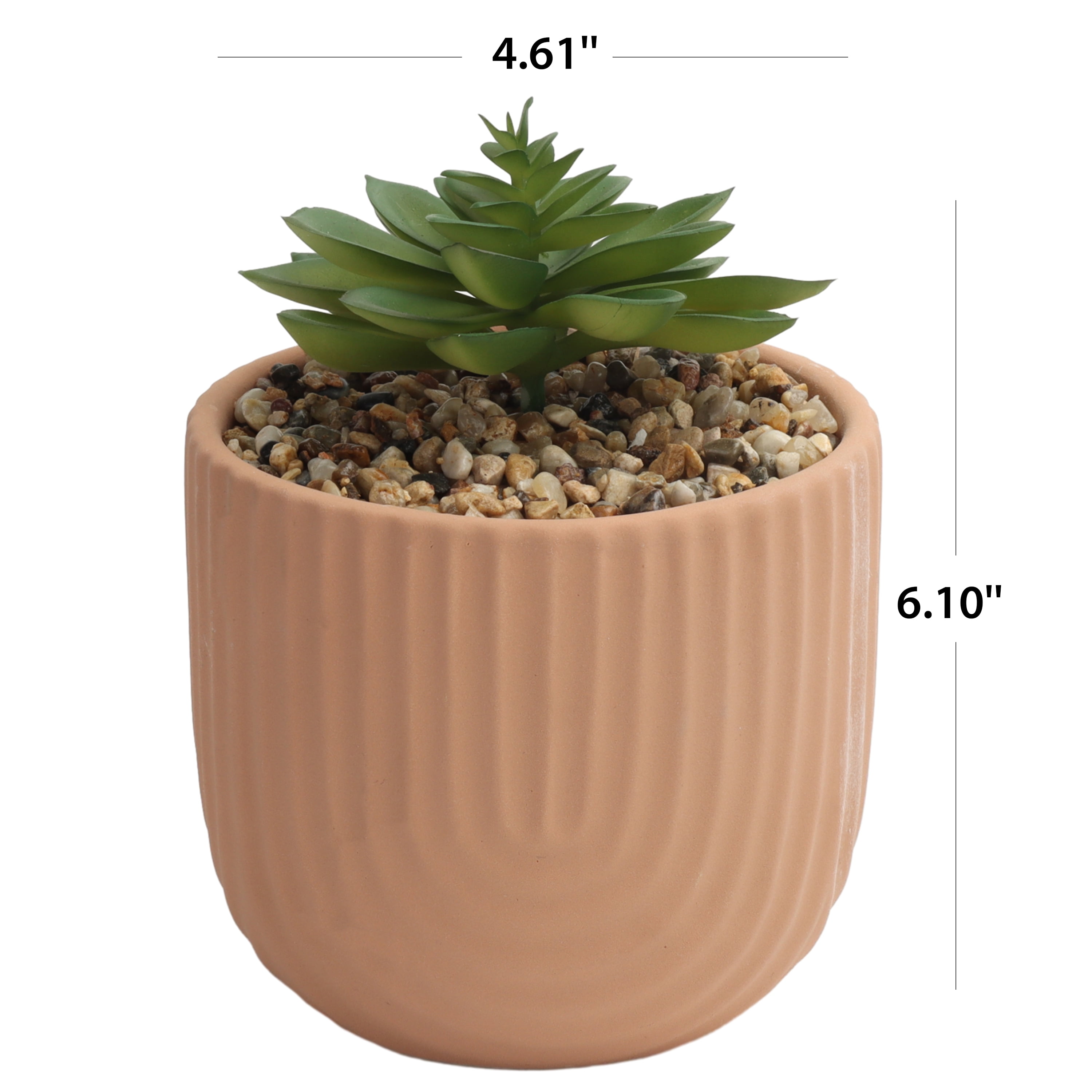 Home Decor Collection Indoor Arched Designed Terracotta 6.4" Pot with Faux Succulent Tabletop Décor