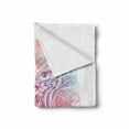 thumbnail image 2 of Owl Soft Flannel Fleece Throw Blanket, Woodland Bird Design Floral Motifs Boho Culture, Cozy Plush for Indoor and Outdoor Use, 50" x 70", Pale Azure Blue Peach, by Ambesonne, 2 of 6