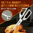 thumbnail image 4 of All-Purpose Kitchen Scissors – Heavy Duty Stainless Steel Shears for Meat, Chicken, Turkey, Bones, Herbs – Sharp, Dishwasher Safe, Detachable Cooking Scissors (Silver), 4 of 7