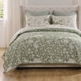 thumbnail image 3 of Greenland Home Fashions Patchwork Toile Sage Reversible Jacquard Woven Coverlet Set, Adult, 2-Piece Twin/XL, 3 of 7