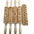 thumbnail image 2 of Épingle à Pâte à Biscuits de Noël à Motifs, Épingle à Rouler Gravée au Laser en Hêtre, 2 of 5
