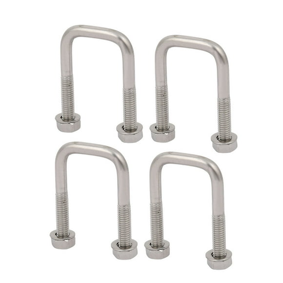Unique Bargains 4pcs M6 25mm Inner Width 304 Stainless Steel Square U Bolt w Hex Nut Washer