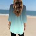 thumbnail image 4 of DENGDENG Womens Plus Tunic Summer 3/4 Sleeve V Neck Shirts for Women for Leggings T Shirts Casual Comfy Blouse Light Blue M, 4 of 7