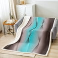 thumbnail image 2 of Gradient Terra Brown and Teal Blanket Ombre 90"x90" Throw Blanket for Sofa Decor,Trippy Spiral Silver Wave Line Fleece Blanket,Abstract Art Room Decor Aesthetic, 2 of 4