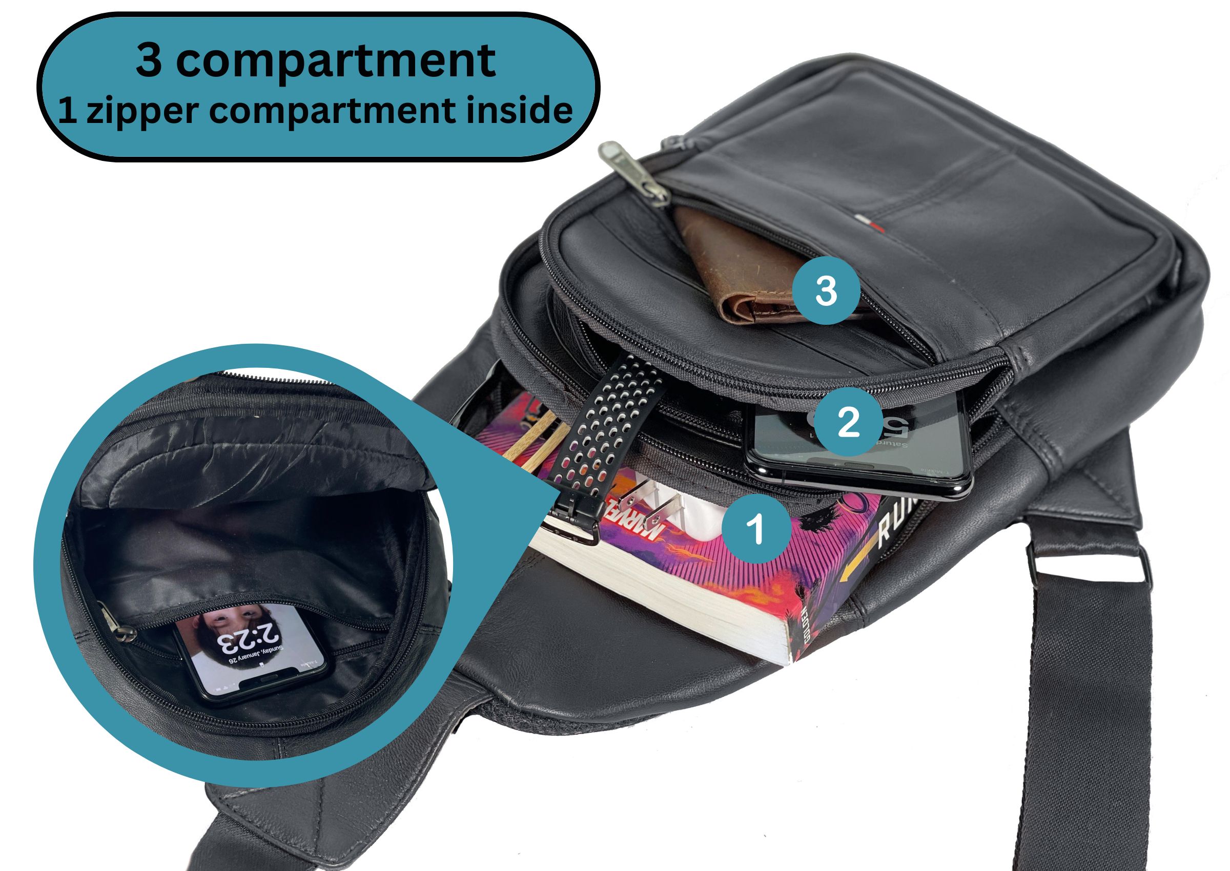 Crossbody Bag for Men and Women Shoulder Pack Lightweight Sling Bag Travel Hiking -by Bullz