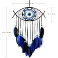 thumbnail image 5 of Atrapasueños de mal de ojo, atrapasueños de plumas blancas tejidas a mano, colgante de pared, decoración del hogar, adorno, regalo de bendición, azul/negro, 5 of 5