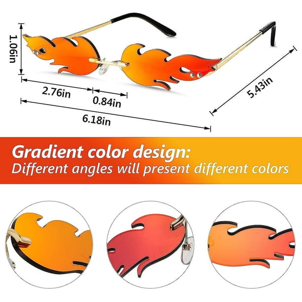 4 pares de gafas de sol con forma de fuego sin montura Bodega Aurrera en linea