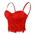 thumbnail image 1 of ELLACCI Women's Floral Lace Bustier Crop Top Gothic Corset Bra Tops Red Large, 1 of 9