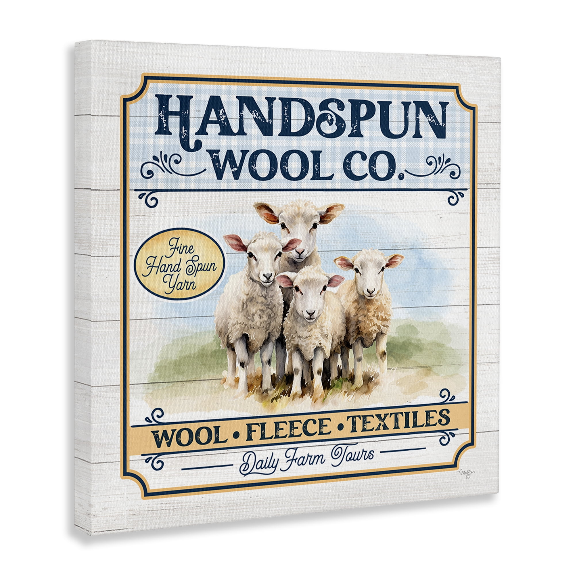 Stupell Industries Handspun Wool Sign Animals & Insects Painting Gallery Wrapped Canvas Art Print Wall Art, 36 x 36