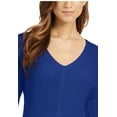 thumbnail image 2 of CHARTER CLUB Womens Blue Textured Ribbed Long Sleeve V Neck Blouse Petites PP, 2 of 3