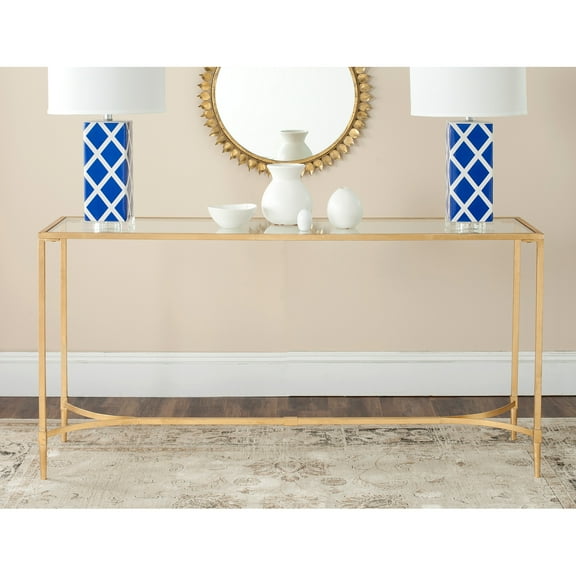 Safavieh Antwan Solid Classic Console, Gold/Tempered Glass Top