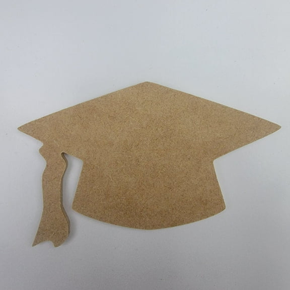 9" Graduation Cap, Unfinished MDF Art Shape by Wooden Craft Cutouts, 1-8 Thickness