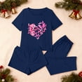thumbnail image 4 of asdoklhq Silk Pajamas for Women 3PCS Women's Home Casual Pants Short Sleeves Tops and Shorts Pajamas Set Navy XS, 4 of 8
