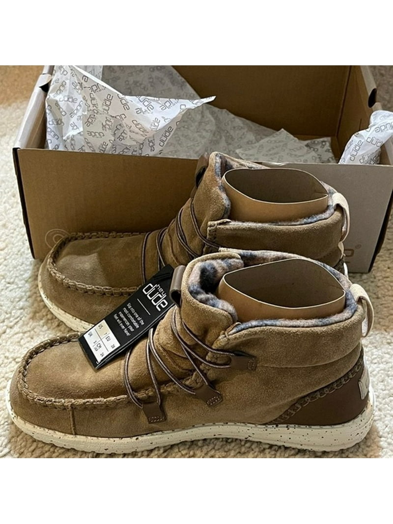 HEYDUDE Women's Lea Suede Slip-On Boots In Carbon (Size W9) - Lightweight & Comfortable Booties