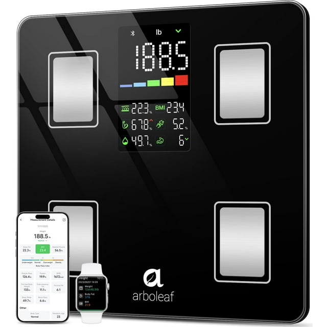 Báscula inteligente Arboleaf con IMC, grasa corporal y masa muscular de 180 kg