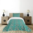 thumbnail image 4 of Ambesonne Turquoise Quilted Bedspread Set 2 Pcs, Circular Elements, Twin Size, Teal Coral, 4 of 5