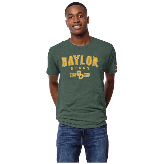 Men's League Collegiate Wear Heather Green Baylor Bears Victory Falls Tri-Blend T-Shirt