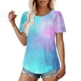 thumbnail image 5 of Busydd Womens Tops Trendy Tie Dye Round Neck T-Shirts Casual Short Sleeve Summer Tops Comfort Breathable Going Out Tops for Women, 5 of 7