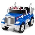 thumbnail image 1 of Costway 12V Licensed Freightliner Kids Ride On Truck Car RC w/ Dump Box & Lights Blue, 1 of 9
