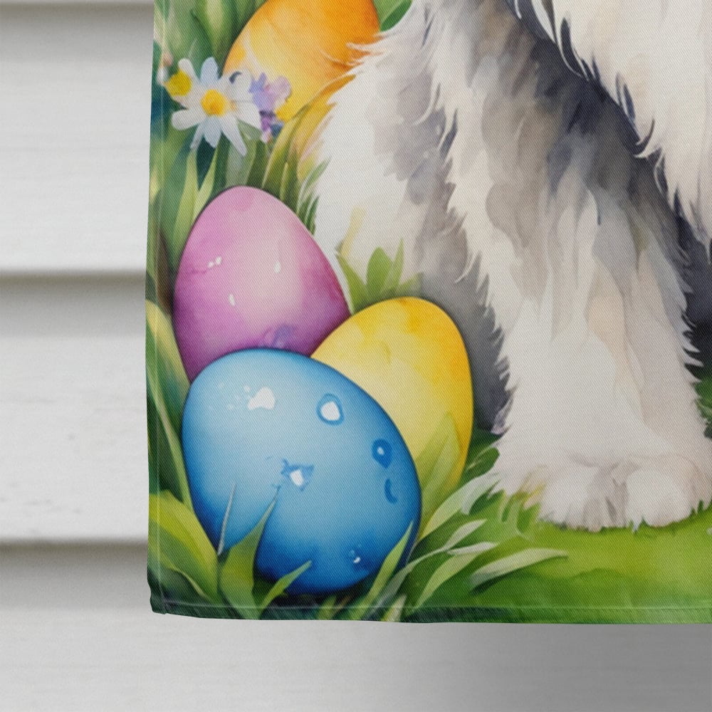Old English Sheepdog Easter Egg Hunt House Flag 28 in x 40 in