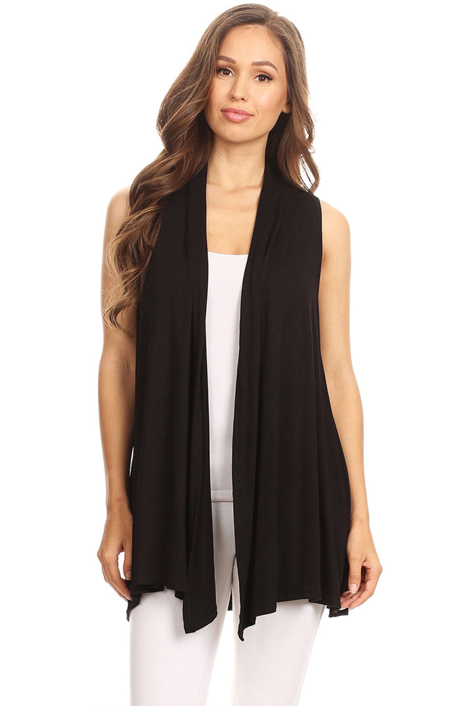 Women's Sleeveless Draped Open Front Cardigan Vest Made in USA ...