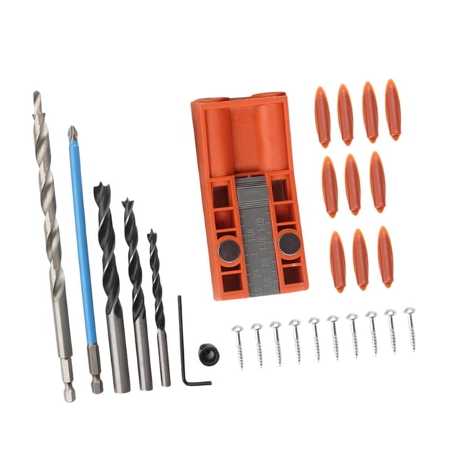 Juego de 28 brocas para carpintería, localizador de agujeros inclinados, plantilla para carpintería, profesional, multiusos, escala métrica e
