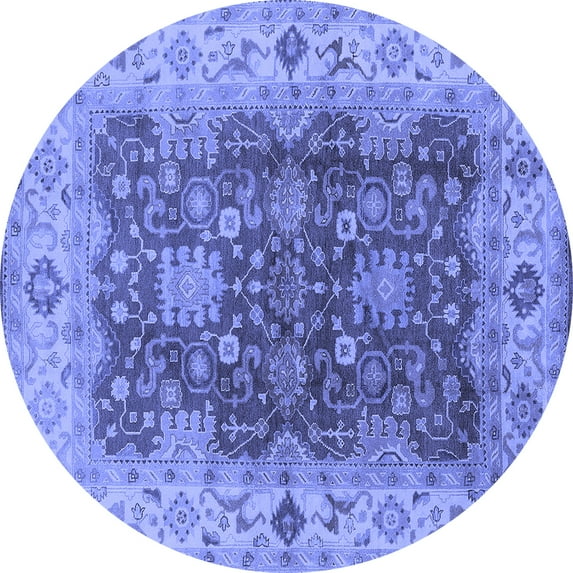 Ahgly Company Indoor Round Oriental Blue Traditional Area Rugs, 8' Round