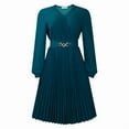 thumbnail image 2 of Midi Dress for Women Church Dress Fashion High Waist Business Casual Dress Cocktail with Belt Green M, 2 of 9