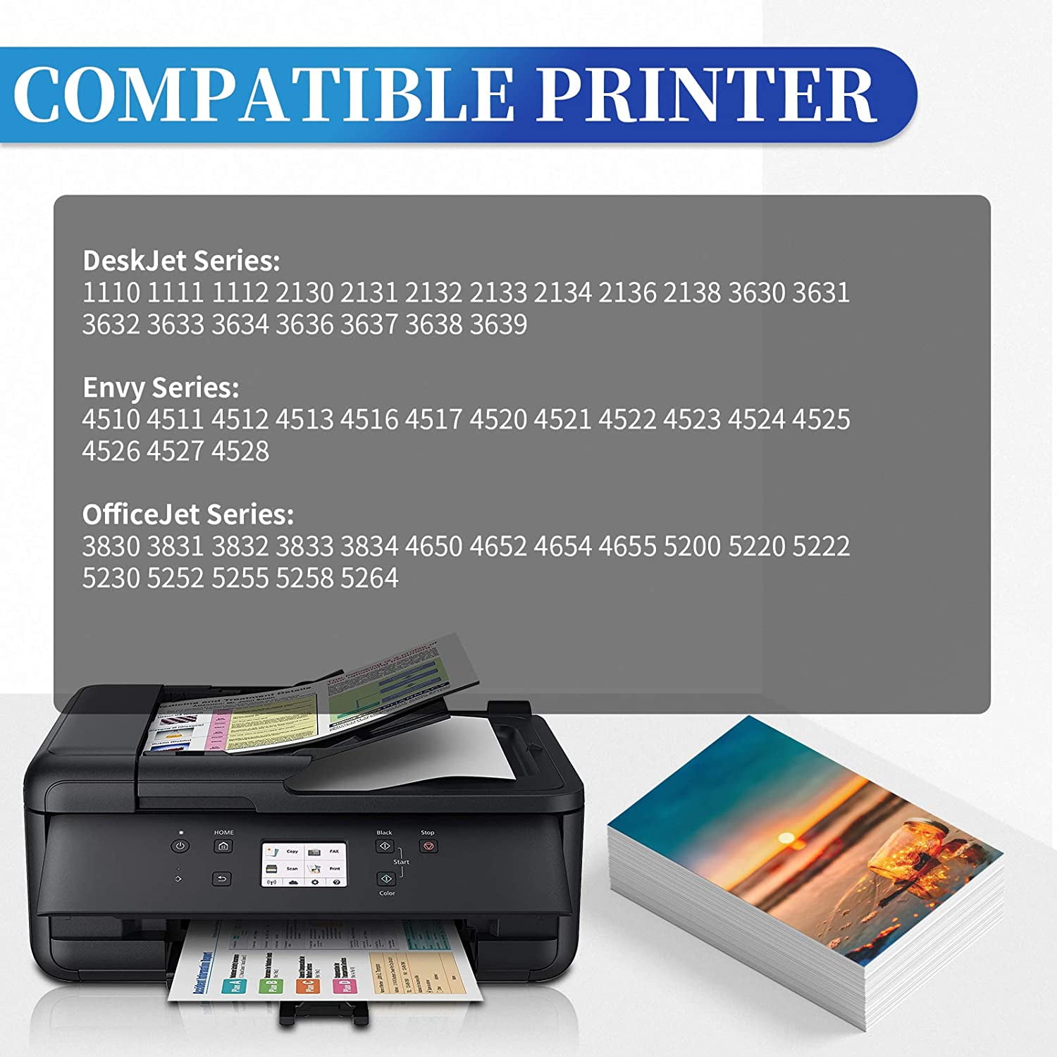 SOPIN Remanufactured 63 Black Ink Cartridge Replacement for HP 63 63XL for HP OfficeJet 3830 5255 5258 Envy 4520 4512 4513 4516 DeskJet 1112 1110 3630 3632 3634 3639 Printer 2 Black 