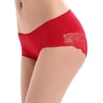 thumbnail image 5 of LIQQY Women's 4 Pack Cotton Mid Rise Full Coverage Lace Hipster Brief Panty Underwear (Large, Red), 5 of 6