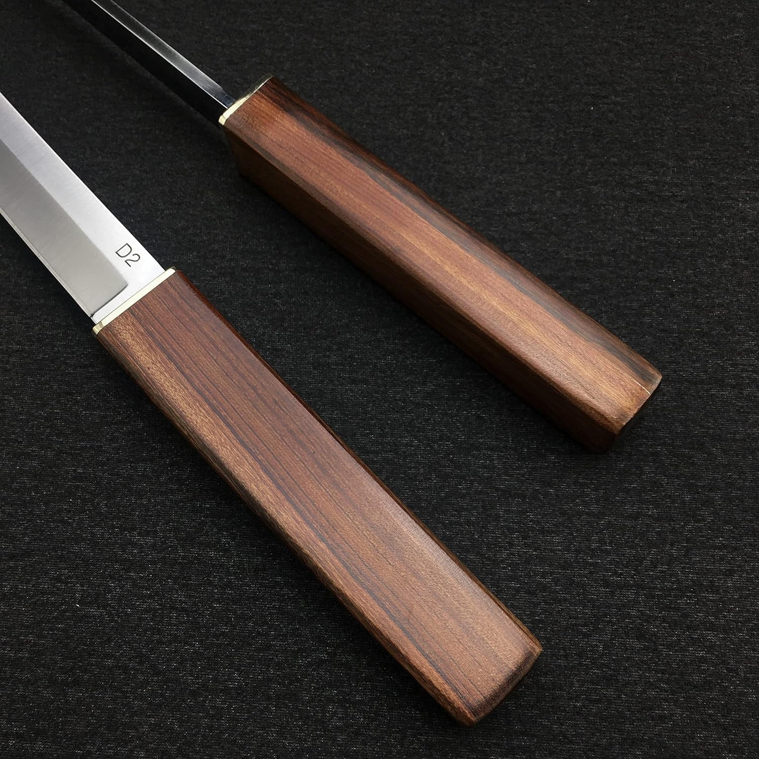 2 Pcs D2 Steel Blade Samurai Sword, Wooden Handle, Multifunctional Fruit Knife, Small Chef Knife,  Camping Sharp Fixed Knife