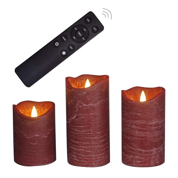 Velas LED sin llama en forma de pilar CANDLE CHOICE, 7,5 x 10-15 x 11,5 cm, paquete de 3