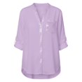 thumbnail image 6 of ManxiVoo Women's Casual Shirt Button Down Long Sleeve Blouse with Sparkle Sequin Detail and Pockets XXL Size Purple, 6 of 6