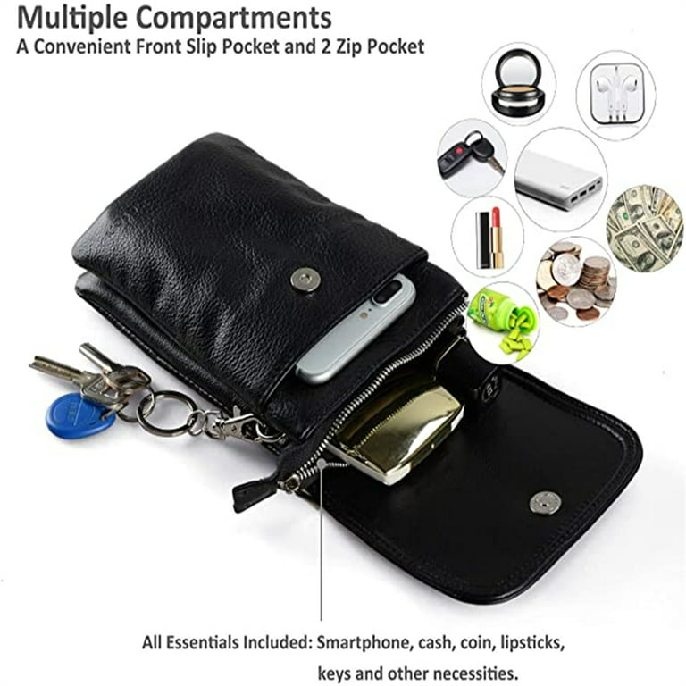 befen Black Women's Genuine Leather Wristlet Clutch Crossbody Phone Bags  Wallet Purses and Handbags for Women, Fit Phone 14 Pro Max: Handbags