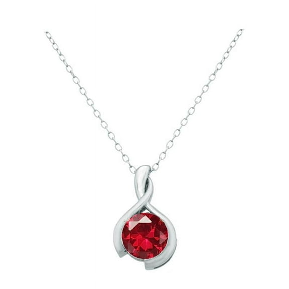 Sterling Silver Created Ruby Pendant