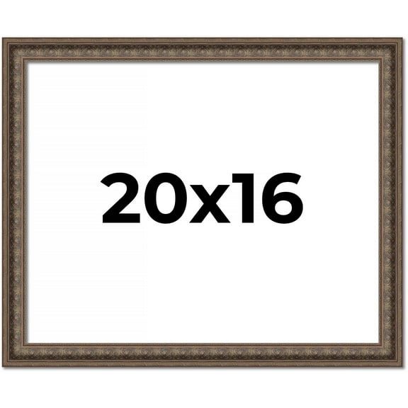 20x16 Ornate Brown Real Wood Picture Frame Width 1.5 Inches | Interior Frame Depth 0.5 Inches |