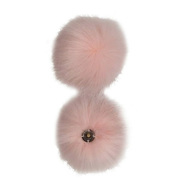 Kearding Bolas de piel de zorro pompones DIY sombreros de invierno bufanda Skullies de punto DIY manualidades hechas a mano fiesta Navidad ropa de felpa Artesanía rosa Kearding HA059883-06