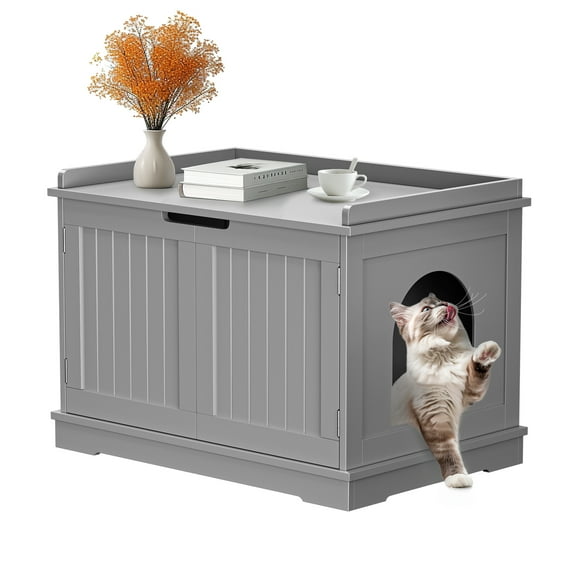 RTYJGD Cat Litter Box Cover Enclosure, Hidden Litter Box, Cat House, Home Decor, Gray, Multi-Functional Cat Shelter​