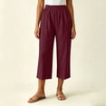 thumbnail image 3 of BUIGTTKLOP Womens Capri Pants High Waisted Lounge Pants Straight Wide Leg Summer Beach Capris, 3 of 8