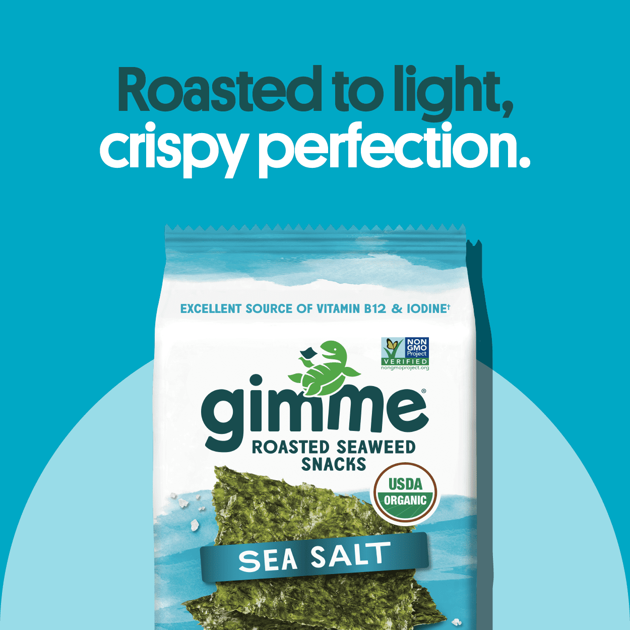(6 pack) Gimme Organic Roasted Seaweed Snacks with Sea Salt, 4 Pack, 5g, Crispy Texture, Eco-Friendly Packaging