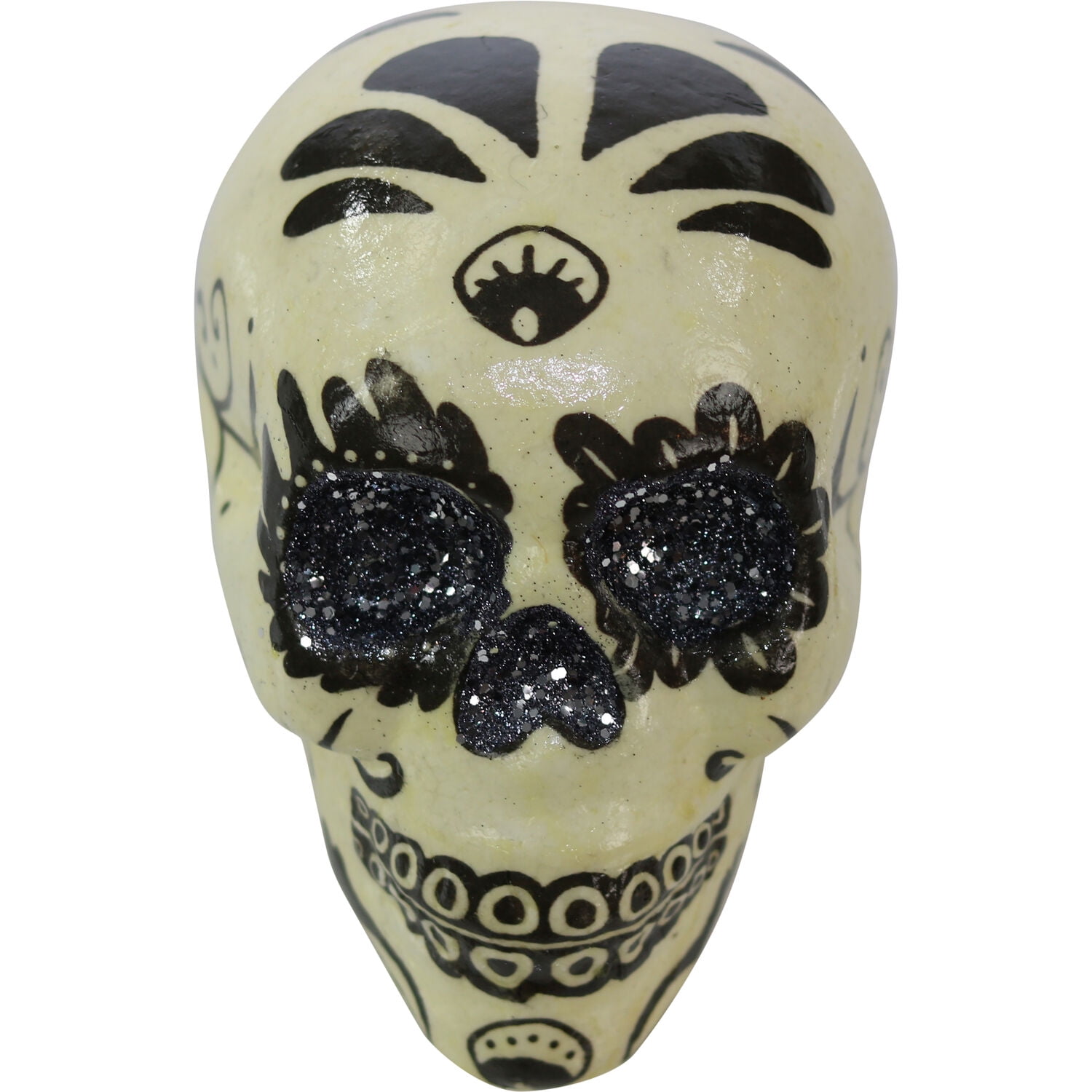 Gorgeous! Tissue Box Cover Glitter Sugar Skulls On Black With Circle Opening 