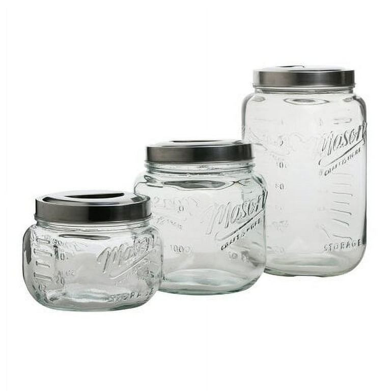 Mason Craft & More Kitchen Storage: 3 Piece Square Glass Jar