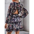 thumbnail image 2 of SURJDE Robe Mini à Manches Longues à Volants à Col en V Profond pour Femmes Printemps Été Imprimé Floral, 2 of 4