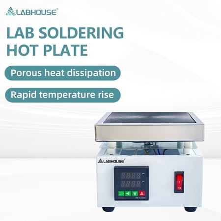 LABHOUSE Digital Cast Iron Lab Hot Plate, 110V 1000W Microcomputer Electric Preheat Welder Hotplate, Single Heating Station Heater for Laboratory Glassware (120x120mm)