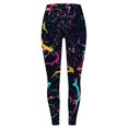 thumbnail image 6 of COMVALUE Women's Leggings - Full Length Bright and Neon Paint Splatter, Rainbow, and Patterened Leggings for Women Watermelon Red Size M, 6 of 6