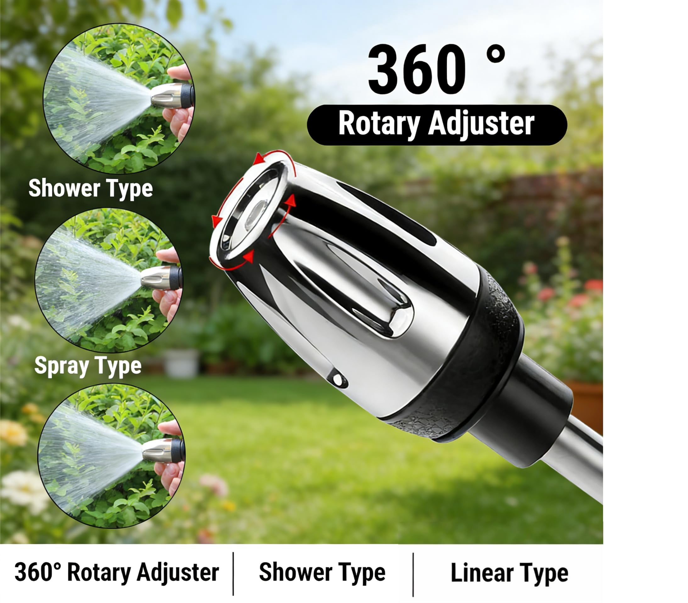 Pressure Washer, Handheld Power Washer with 360° Rotating Nozzle, 3 Spray Modes, Stainless Steel Universal Hose Fit, Tool-Free Installation
