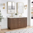thumbnail image 4 of Oza 60M" Bath Vanity in Aged Dark Brown Oak with Fish Maw White Quartz & Mirror, 4 of 15