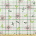 thumbnail image 2 of Ambesonne Floral Fabric by the Yard Upholstery, Pink Blooming Flowers Art, 1 Yard, Pale Pink Lime Green, 2 of 5
