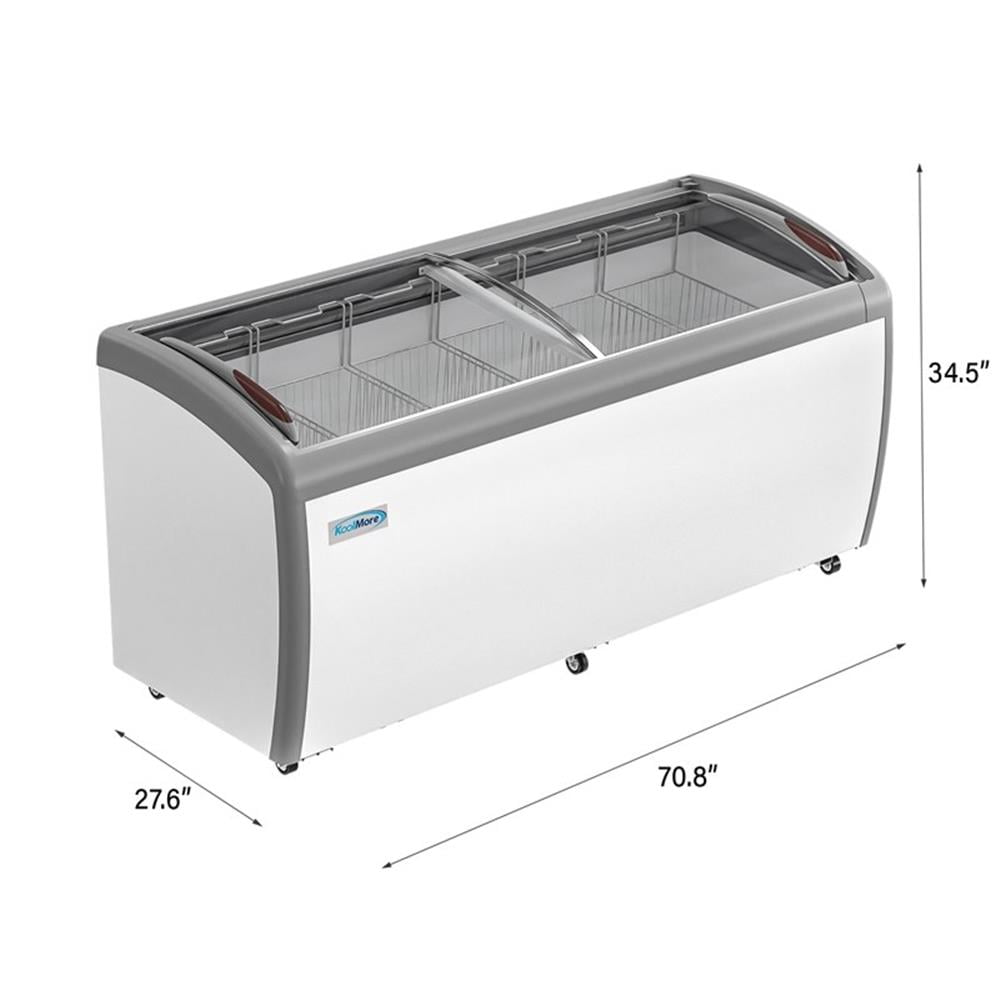 Pemberly Row 71" Stainless Steel Commercial Ice Cream Display Freezer in White